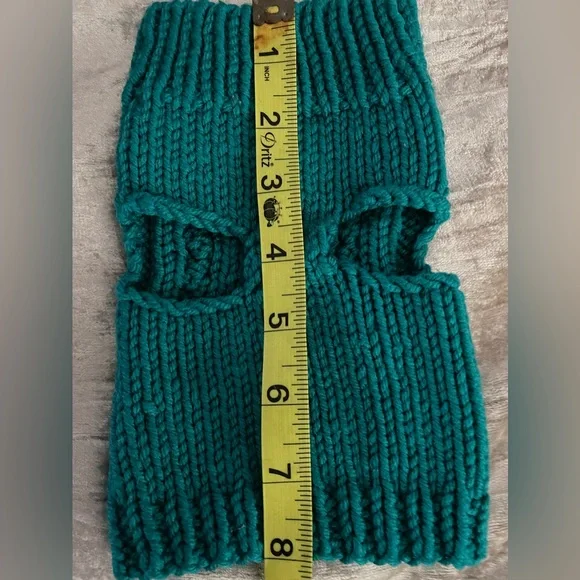 Teal Green Cable Knit Dog Or Cat Sweater | Mock Neck | Small | New - Picture 3 of 4